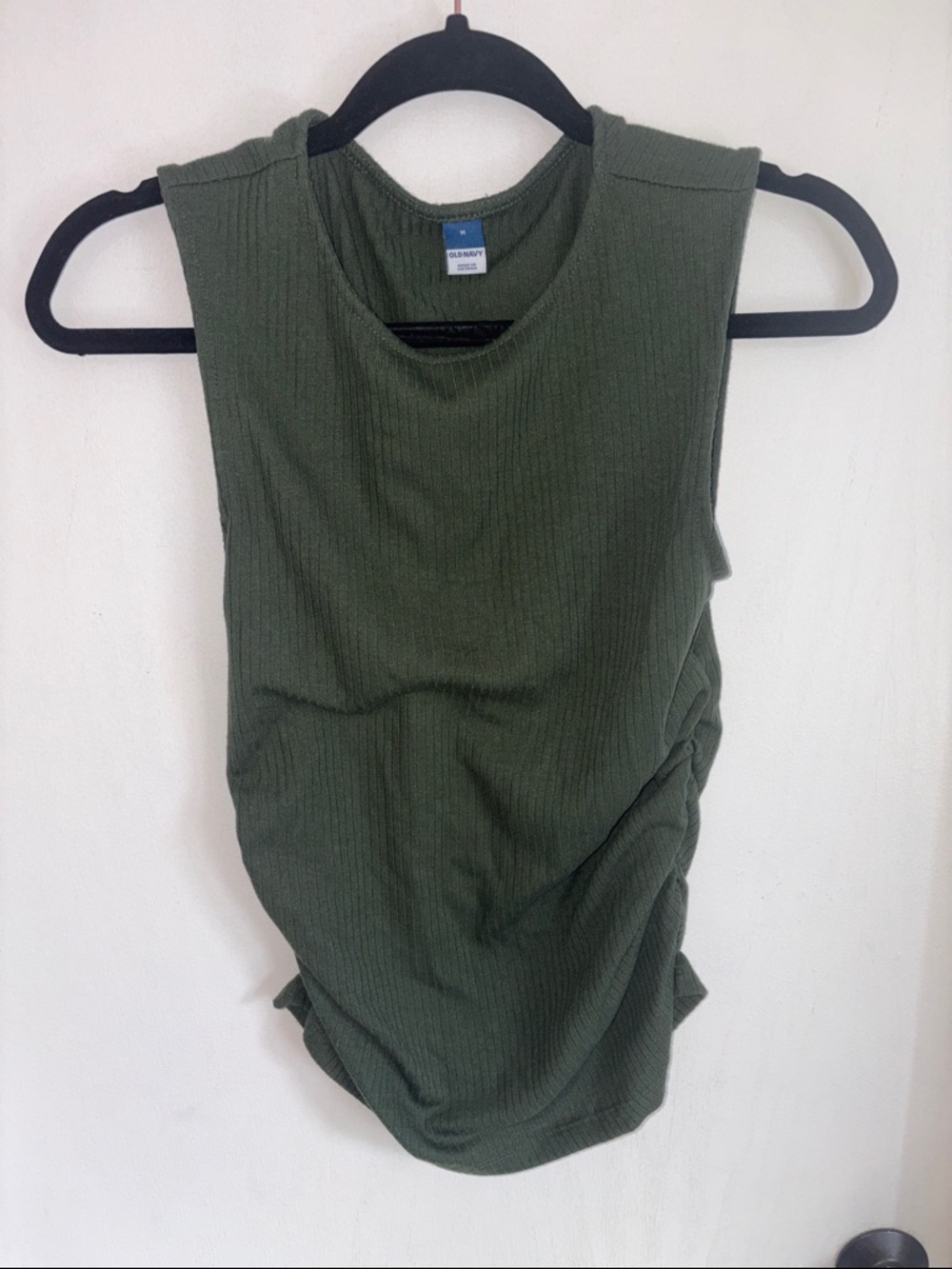 Old Navy Olive Ribbed Side-Ruch Tank Top
